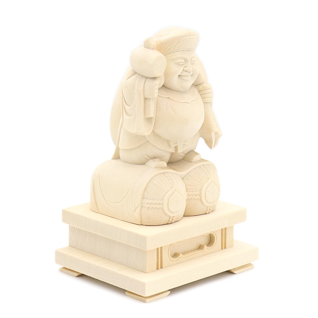Kurita's Special Buddhist Statue [Various Tenjin] Standing Daikokuten Statue Made of Hinoki Wood (Total Height: Approx. 14cm, Width: 8.5cm, Depth: