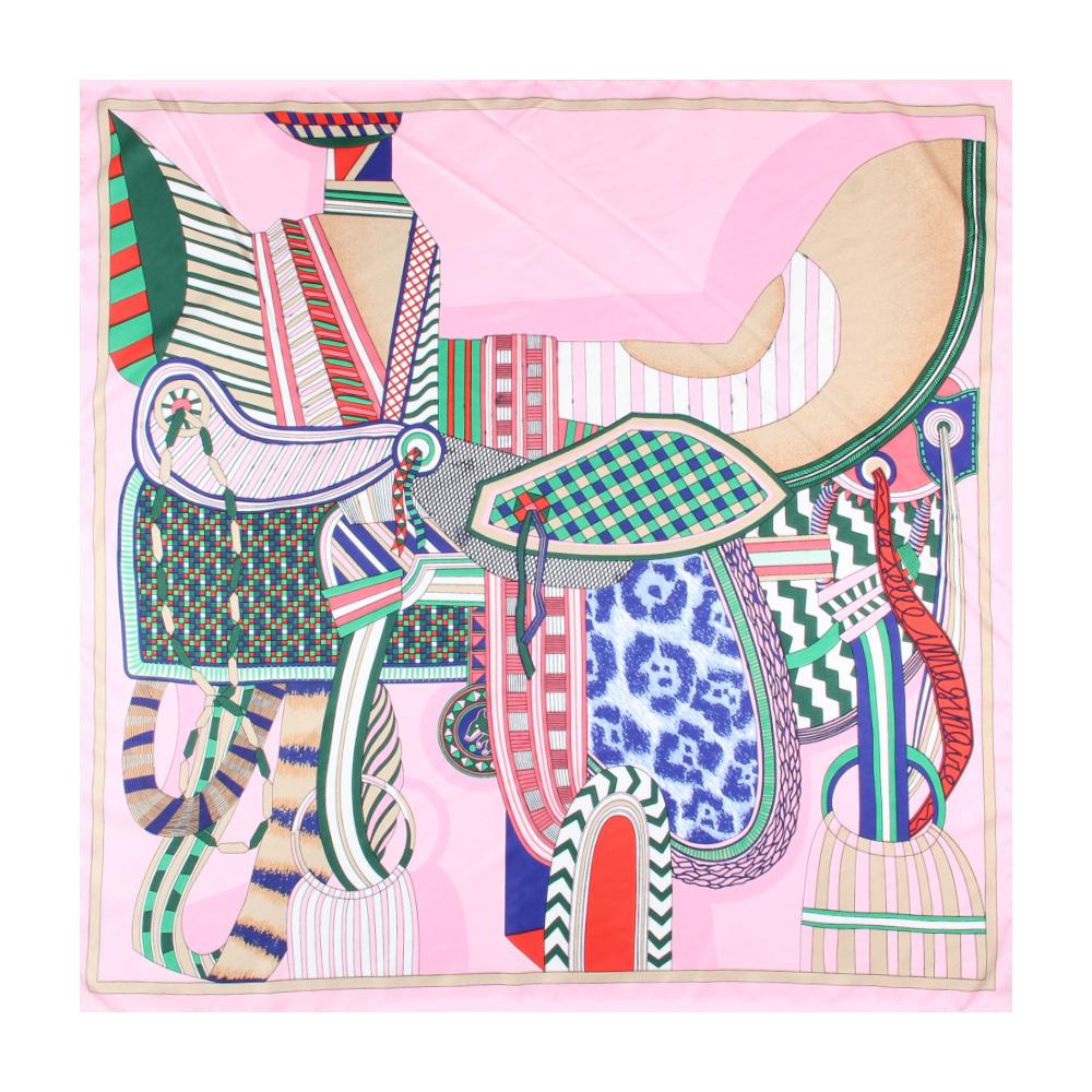 Manual Hand Rolled Twill Silk Scarf Women Timpani Print Square Scarves Echarpes Curled Foulards Femme Wrap Bandana Hijab 90CM