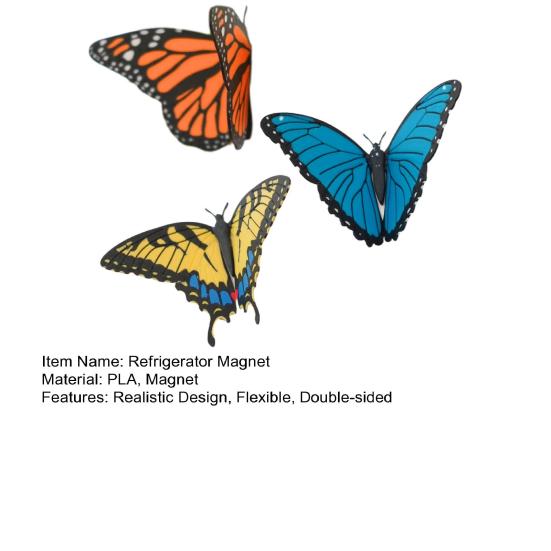 3Pcs Butterfly Magnets for Refrigerators Realistic Double-Sided Wings Flexible Butterfly Home Decor Magnets