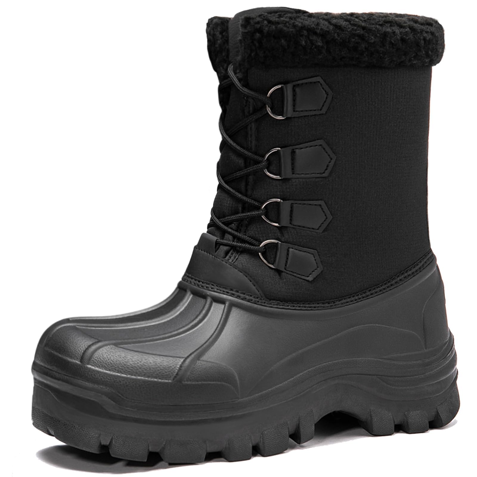 

NEARDREAM Snow Размер Мужские Водонепроницаемые Ботинки для Холодной Погоды, Высокие, Легкие, На Флисовой Подкладке, Нескользящие, Черные, 27.0см