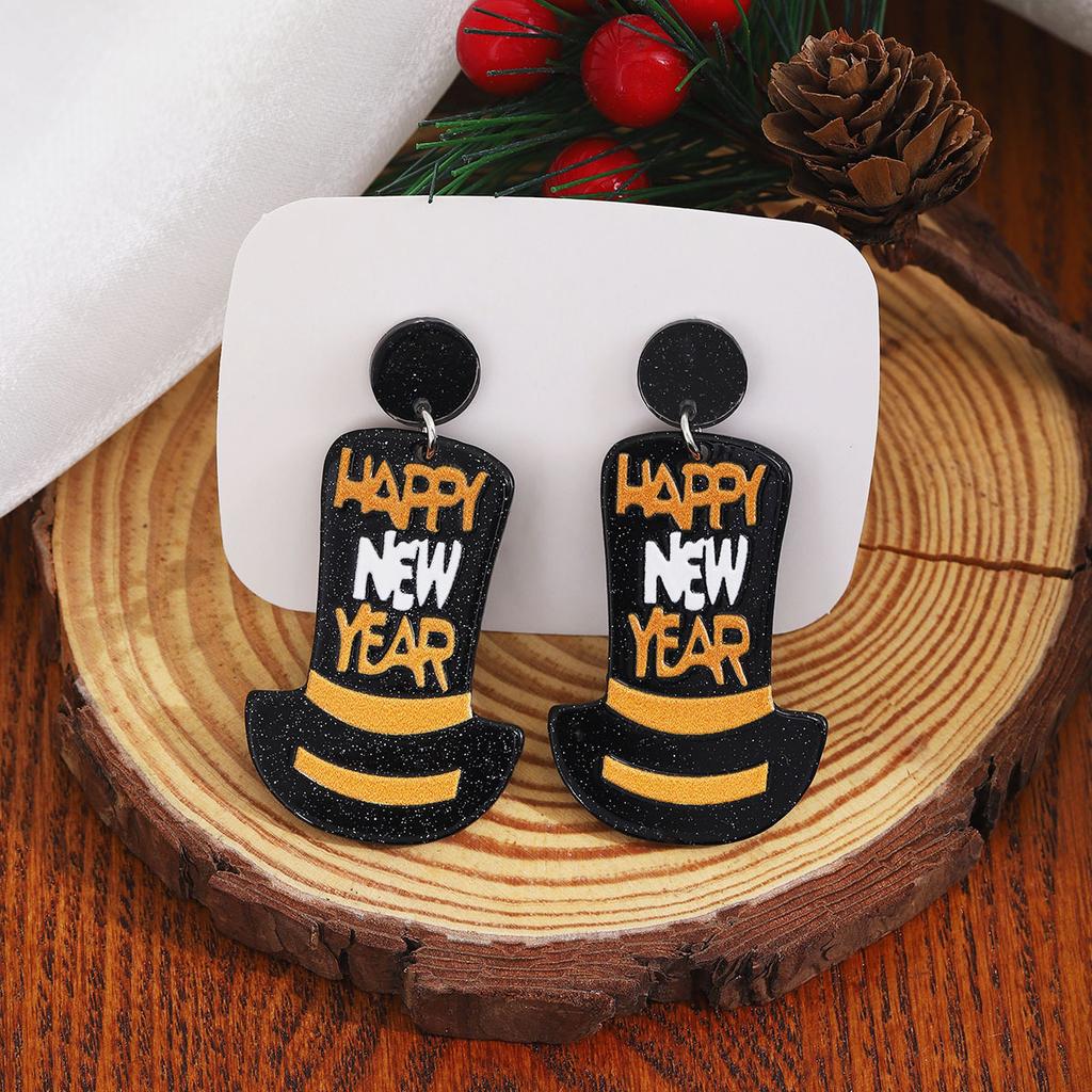 Creative Design New Year'S Party High Hat Acrylic Earrings, Personalized Cartoon Sweet Cute Fashion Earrings Women