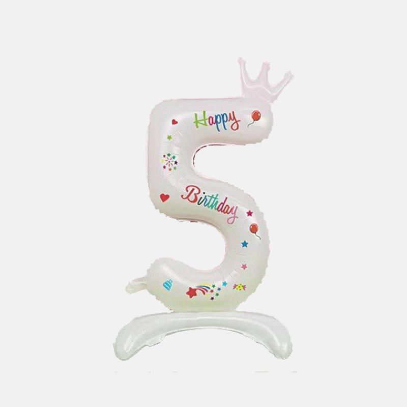 32 Inch White Standing Crown Digital Balloon For Children's Birthday Party Decoration And Photography Props