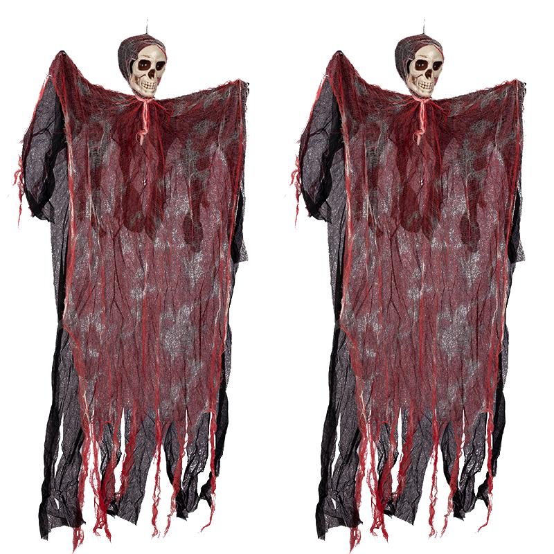 Halloween Hanging Skeleton Ghost Gauze Pendant Horror Decoration DIY Haunted House Party Props Yard Garden Ornaments
