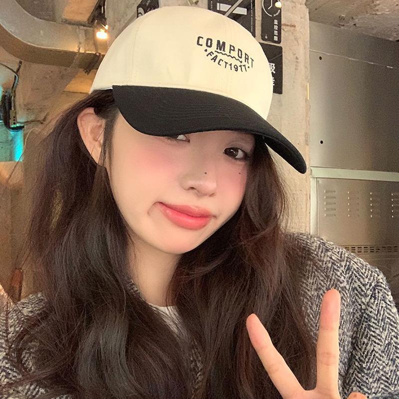 Women Embroidery Letters Baseball Cap Japanese Korean Patchwork Cotton Peaked Caps Female Girl Outdoor Sports Sunshade Hat