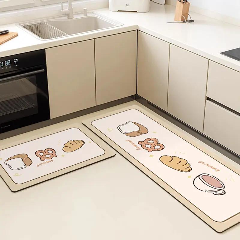 Cartoon Kitchen Floor Mat Water Absorbent Runner Rug Printed Bathroom Entrance Door Mat Non-slip Kitchen Long Carpet Tapis