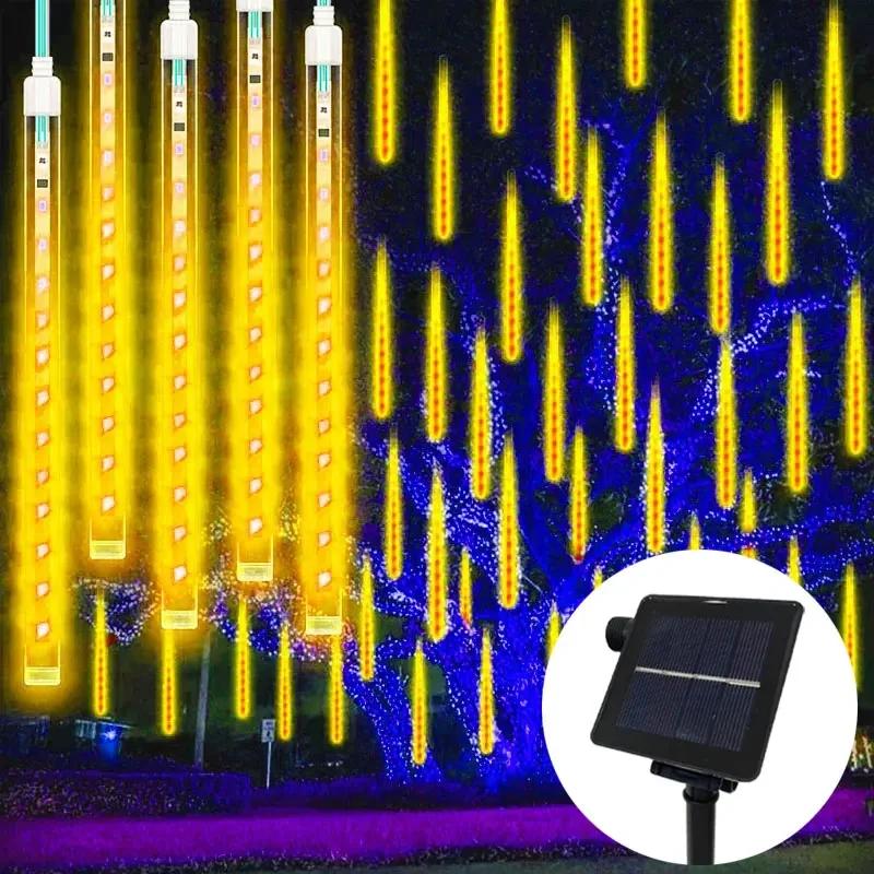 Festoon LED Meteor Shower String Light Christmas Wedding Party Solar Garland Lamp Summer Garden Decoration Solar Outdoor Lights