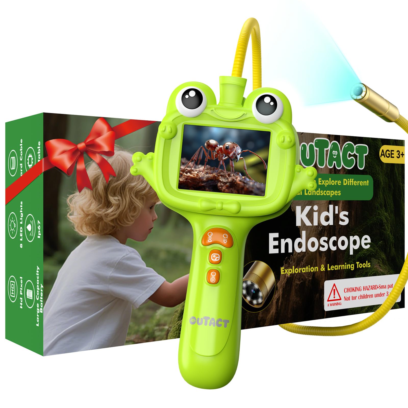 

OUTACT Christmas Gift for Kids and Elementary School Fiberscope IPS PC Electronic Magnifier for Outdoor Insect 1M IP67 Independent Outdoor Garden зелений