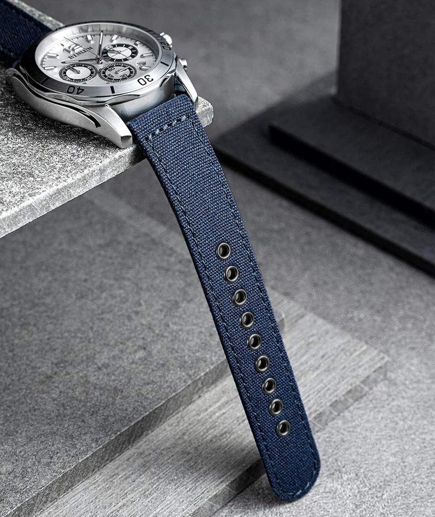 Watch Band Canvas Watch Strap Quick Release Fabric Watch Strap Double Fabric Replacement Strap Highly Breathable Adjustable Unisex 18mm Dark Buckle
