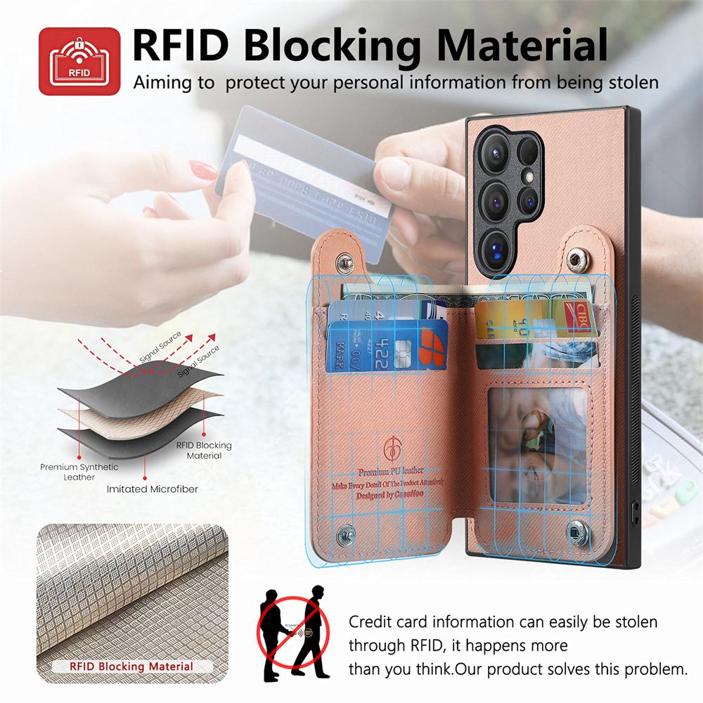 RFID-blockierende magnetische Handyhülle für Samsung S25 Ultra S24 S22 Plus S23 FE A16 A26 A36 A56 A55 5G Brieftasche mit Kartenhalter