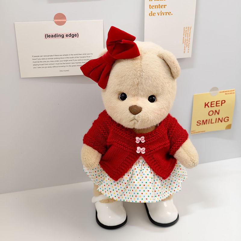 Medium Bear Outfit - Blue Pink Striped Carrot Overalls Set