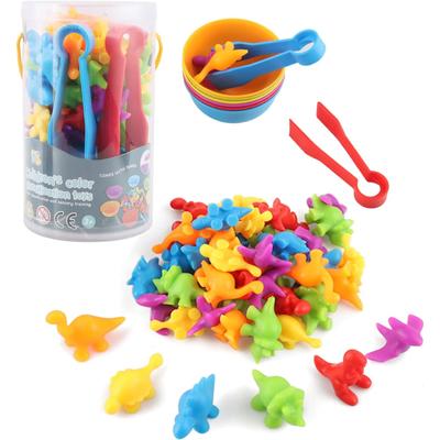 Toys From 3 Years, Montessori Toys From 3 Years, Dinosaur Counting Color Recognition Toy with Matching Cups and Tweezers, Fine Motor Skills Colors