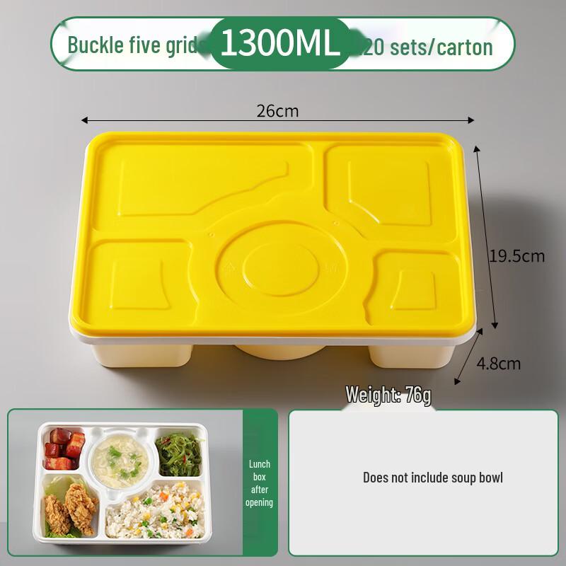 Shixun Disposable 5-Compartment Lunch Boxes (120 Sets)