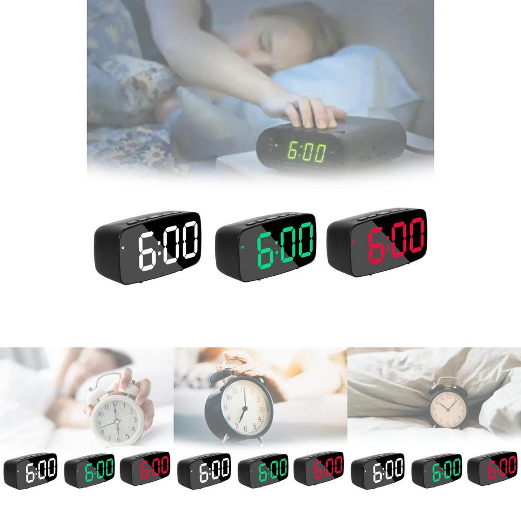 Design Led Electronic Clock With 24 Hour Display And Mirror Surface For Desk Decor