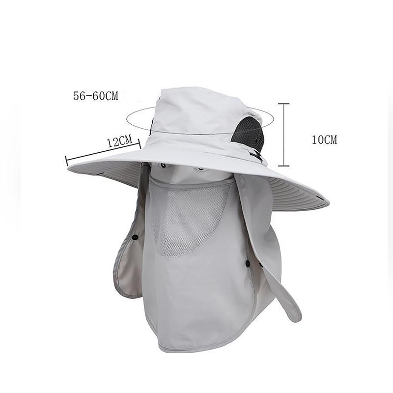 Omni Directional Brim Face Shield Neck Protection Sun Hat Big Brim Outdoor Youth Mountaineering Fishing Hat Ultraviolet Proof