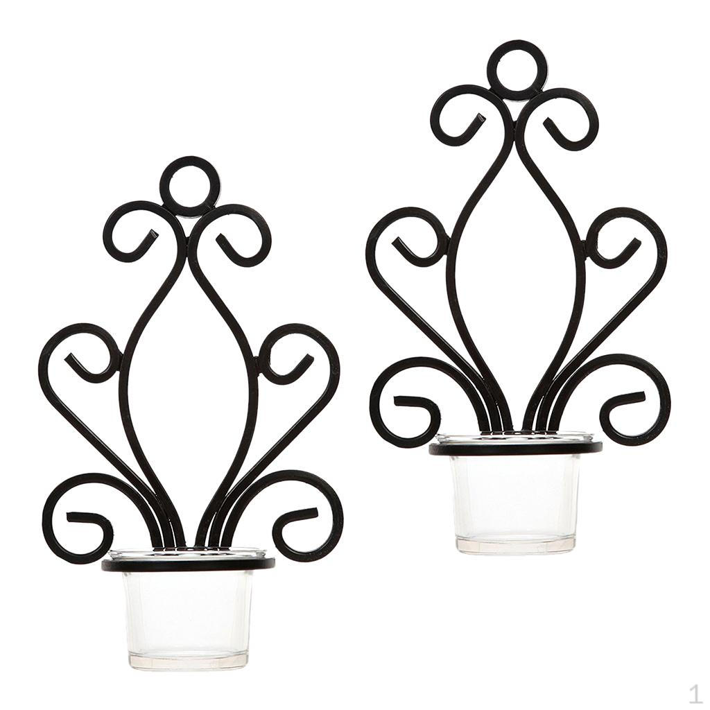 

2 Pieces Wall Mounted Metal Candle Holder Stand Tea Light Decor Romantic Wedding Party Banquet ,