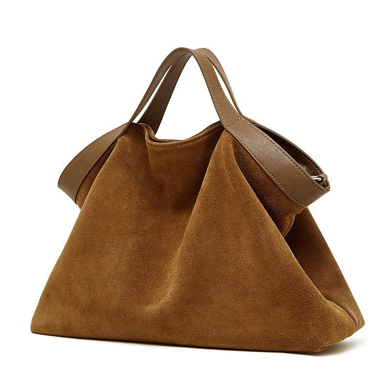 

Contrasting Color Retro Fashion Versatile Cowhide Matte High Texture Commuting Large Capacity Messenger Bag Tide 35*13*26 коричневый