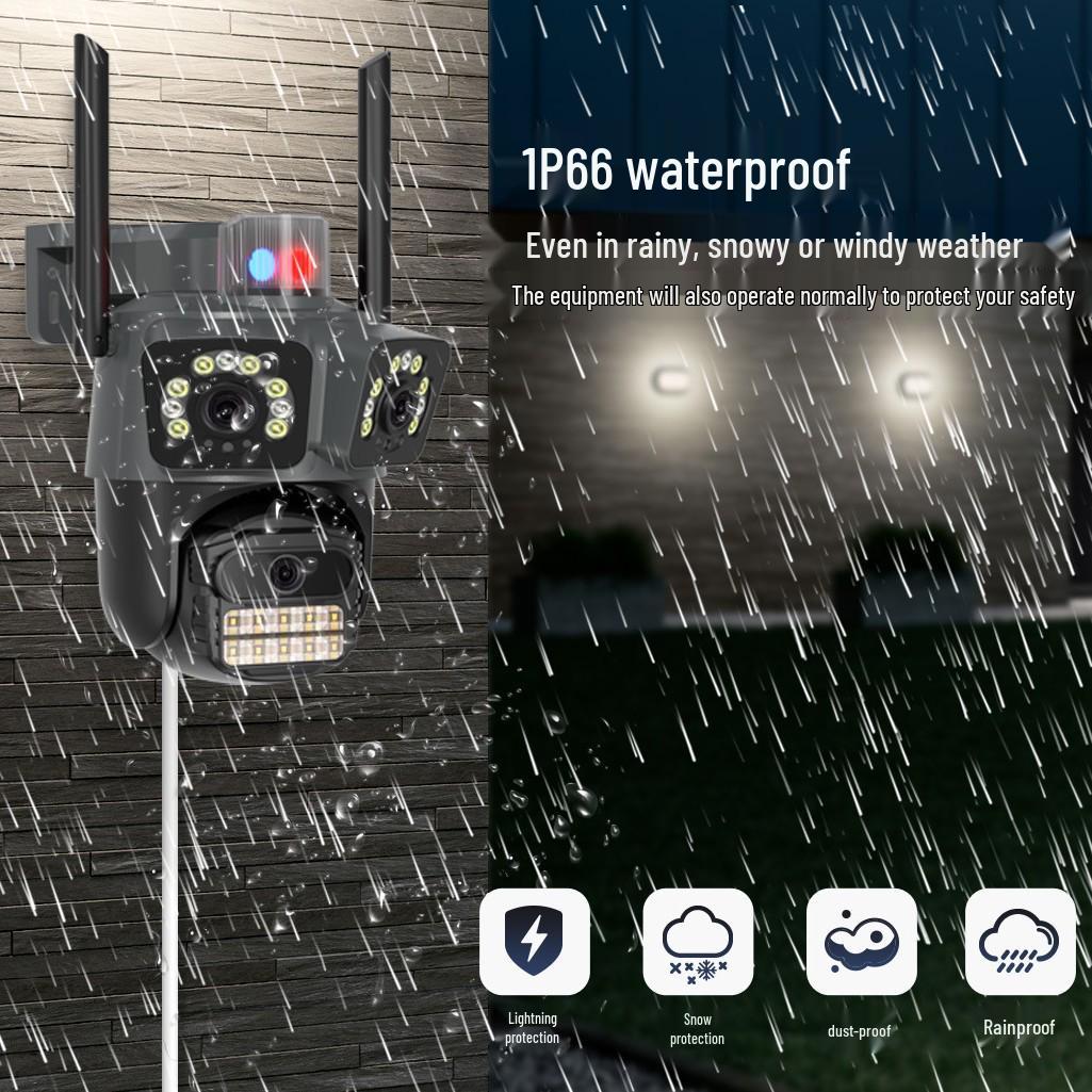 

Xionmai S21 Tri-Lens Wireless WiFi Camera with Dual-Light Night Vision and Mobile Remote Monitoring US Plug with Power Supply 3MP
