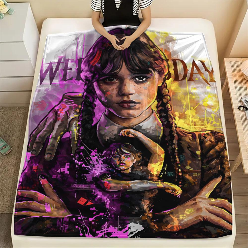 1 Stück Wednesday-Print Flanelldecke, Hohe Qualität, Bequem für alle Jahreszeiten, Heimdekoration, Wärme und Komfort, Perfekt für Weihnachtsgeschenke