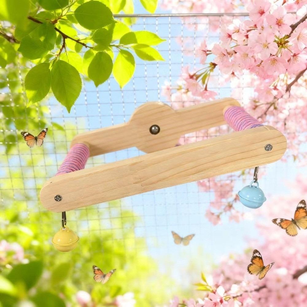 Wood Rotating Bird Perch Toy DIY Windmill Swing Parrot Toy Bird Training Stand  Bird Play