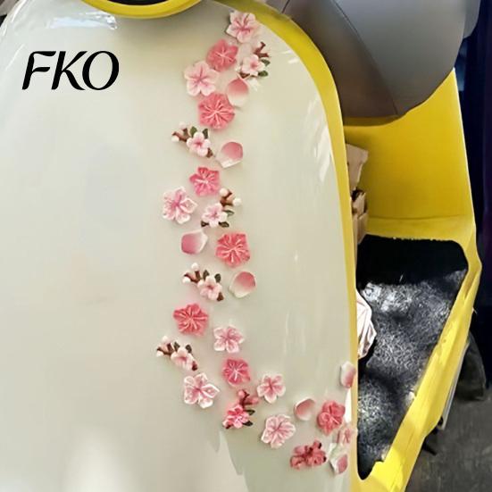 Decorative Car Decals Peach Blossom Sticker, Resin Flower Decal for Auto Motorcycle, Heat Resistant Sakura Sticker Waterproof Adhesive Bumper