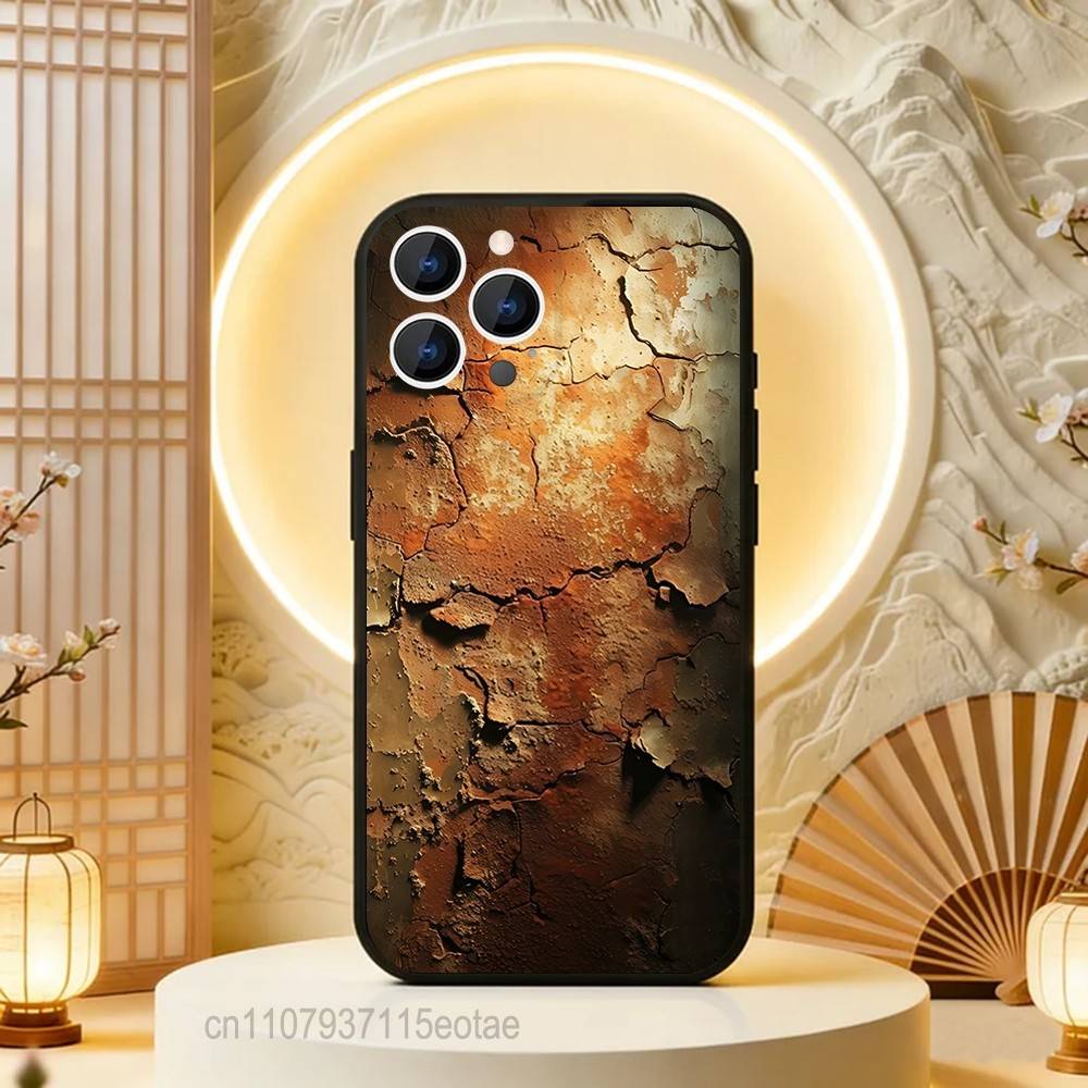Retro Industrial Style Rusty Walls Case For iPhone  17,16,15,14,13,12,11,Pro,Max,Plus,E,Air,Mini Black Shockproof Funda Cover