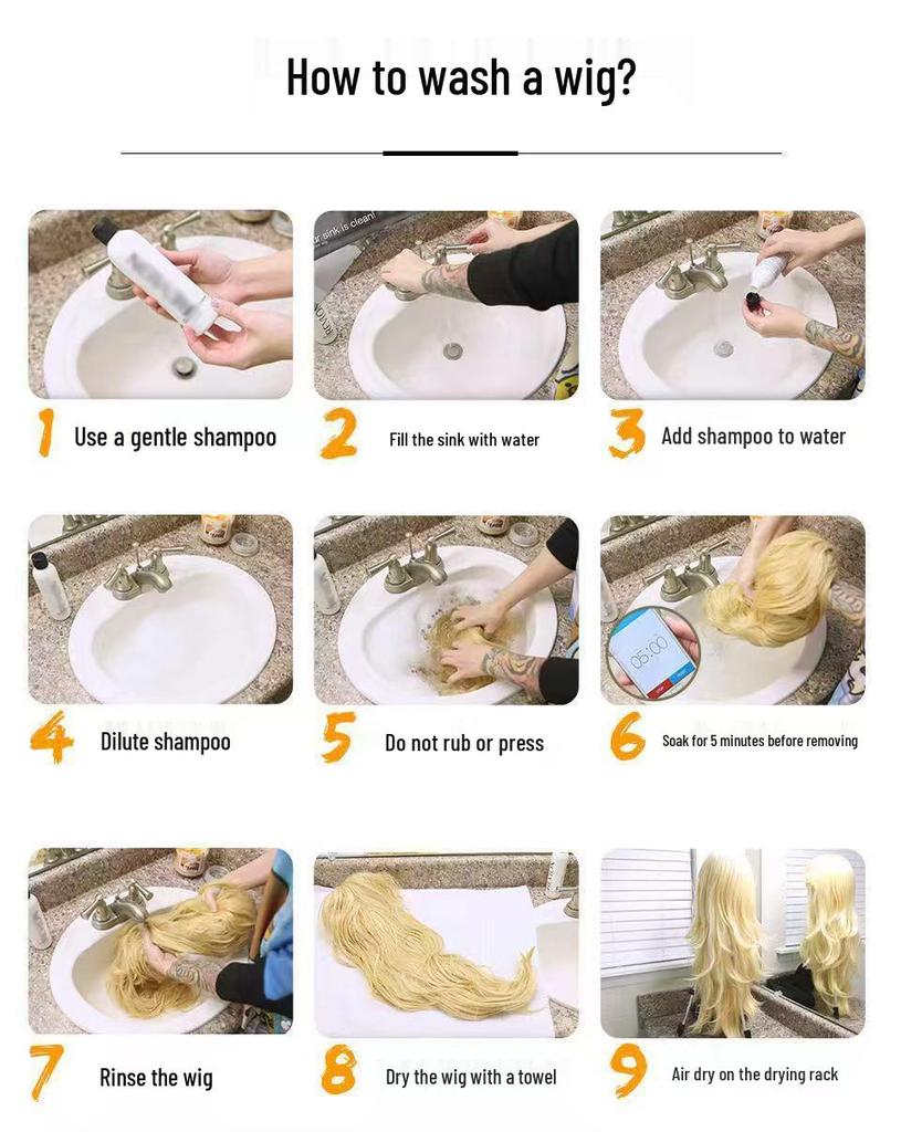 European & American Fashion Golden Straight Lace Front Wig - Middle Part Hairpiece