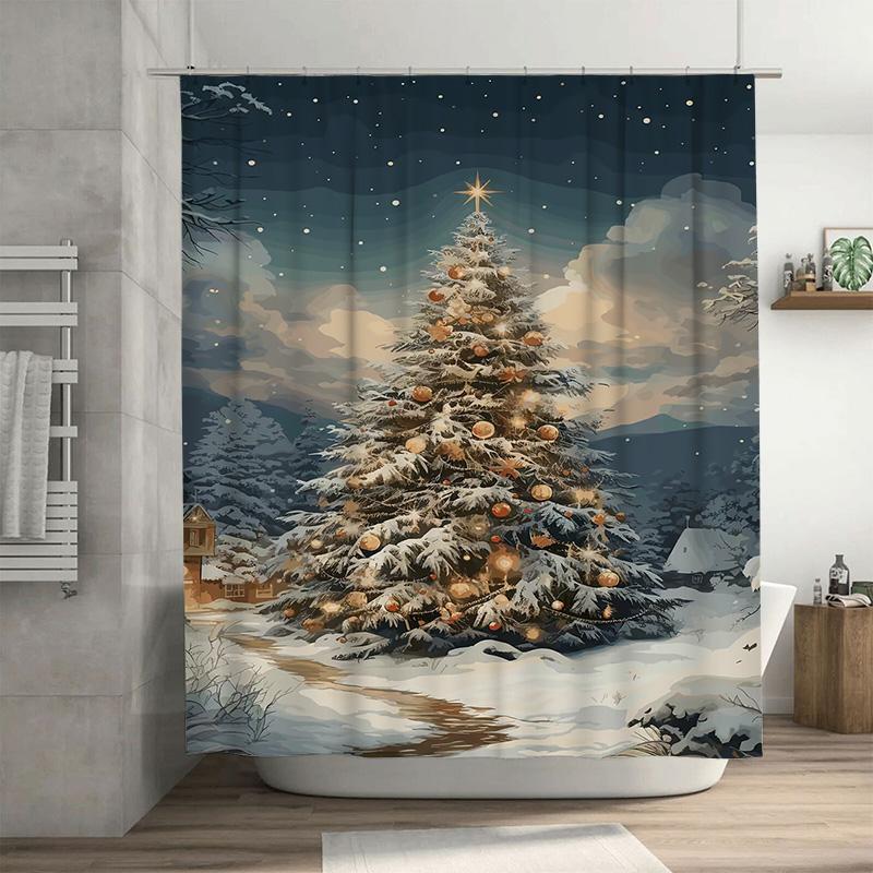 

Tuniu Winter Forest Shower Curtain Snowy Trees Nature Landscape Bathroom Decor Artistic Scenic Backdrop Cozy Home Textile W60H190(CM)-1 Pcs
