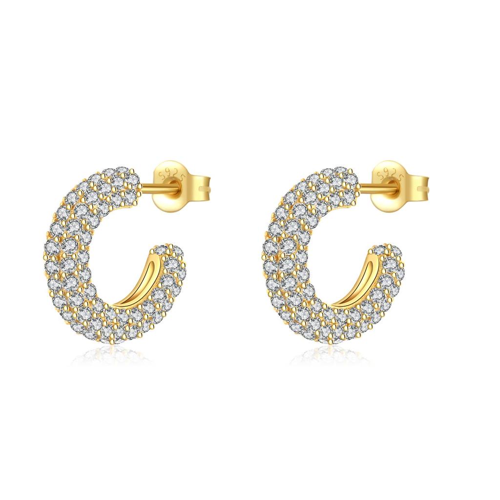 ANDYWEN 925 Sterling Silver Clear Zircon Pave Hoops Huggies Women Earring Piercing 2023 Women Wedding Crystal Fine Jewelry