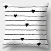 Black And White Pillowcase 45Cmx45Cm Square Sofa Pillow Cover Stripes Leaves Pattern Cushion Cover