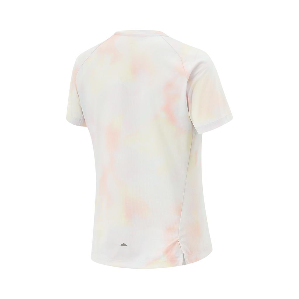 Li Ning Comfortable Casual Simple Round Neck Pullover Short Sleeve T-Shirt Women Tops Pale-Goose-Yellow Chamomile-Yellow Full-Pink-Print ATSV530-1