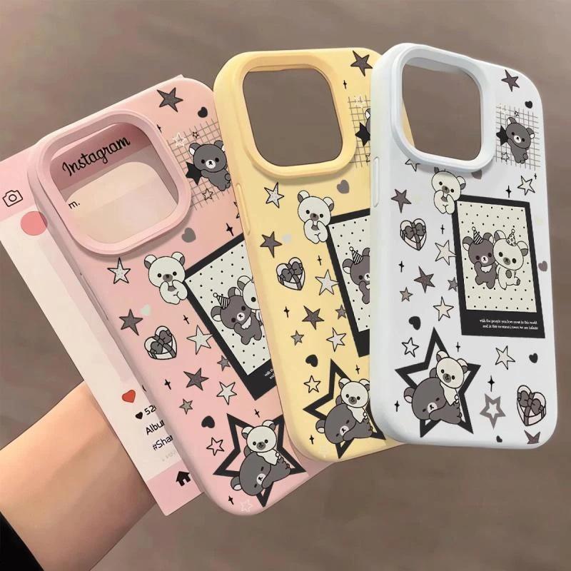 Star Easy Bear Applicable To iPhone17 Mobile Phone Case Apple 15/16Pro Liquid 13 Glutinous Rice 12 Large Holes 14 Women