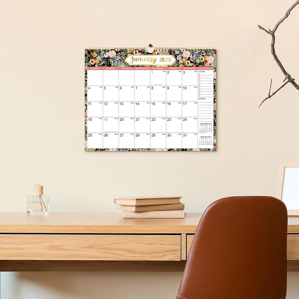 2026 Calendar - 2026 Wall Calendar, Jan. 2026 - Dec. 2026, 14.8" x 11.4", 12 Months Wall Calendar 2026 with Premium Paper, Strong Twin-Wire Binding,