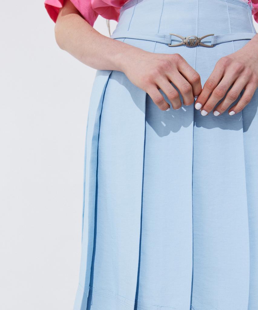 WNDERKAMMER Raw-Cut Pleats Skirt_Light Blue