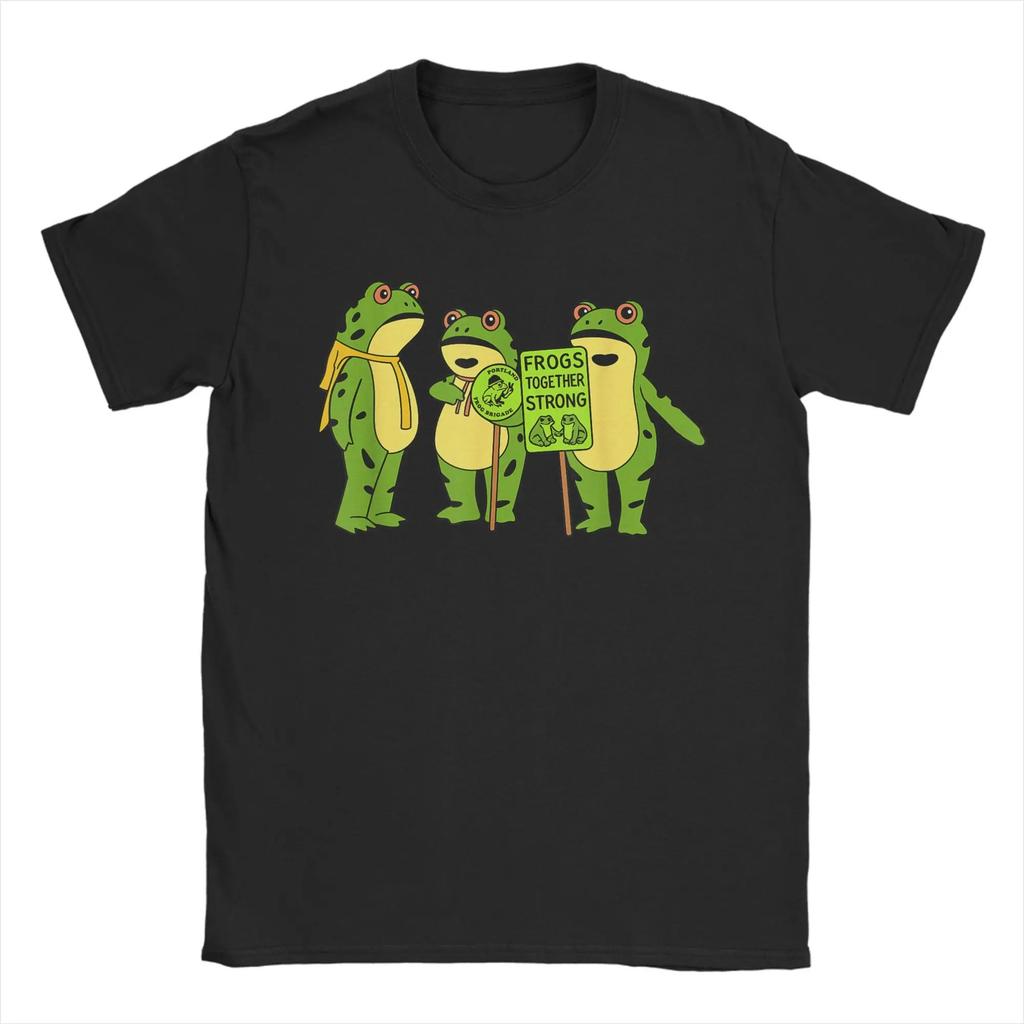 Frog Fun Meme Portland Frog Brigade Frogs Together Are Strong Tshirt for Men Women Cotton Tee Short Sleeve Tops Popular Fashion