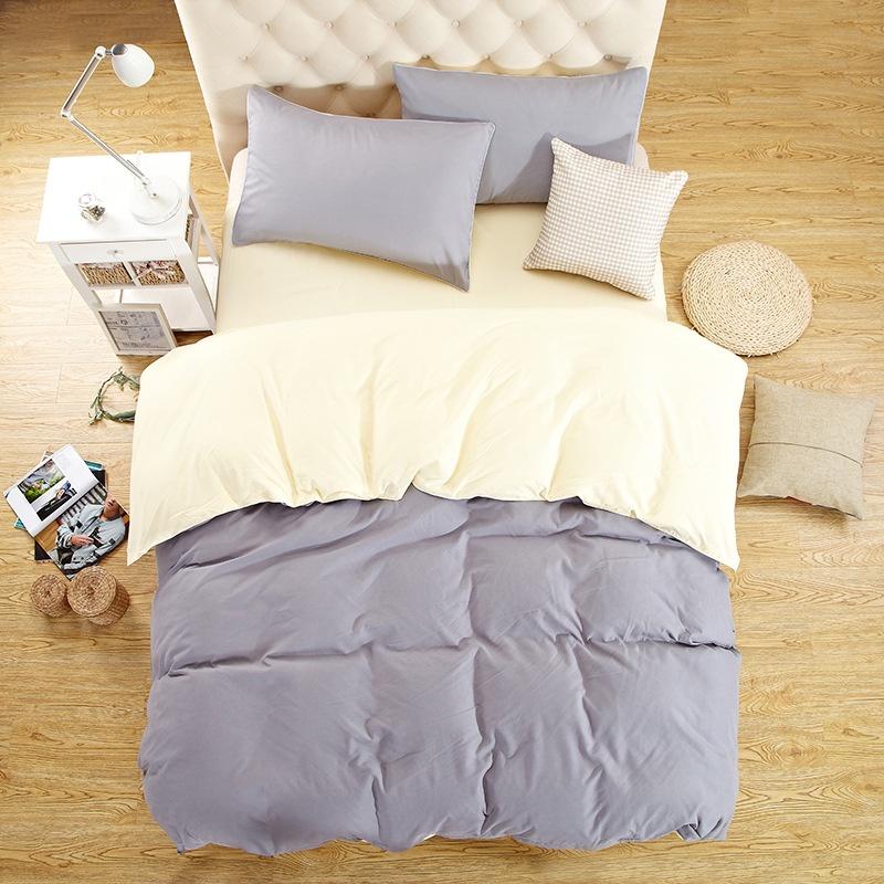 

Pure Color Bedroom Duvet Cover Pillowcases Quilt Cover Bedding Sets Size Queen Twin（3pcs） серый