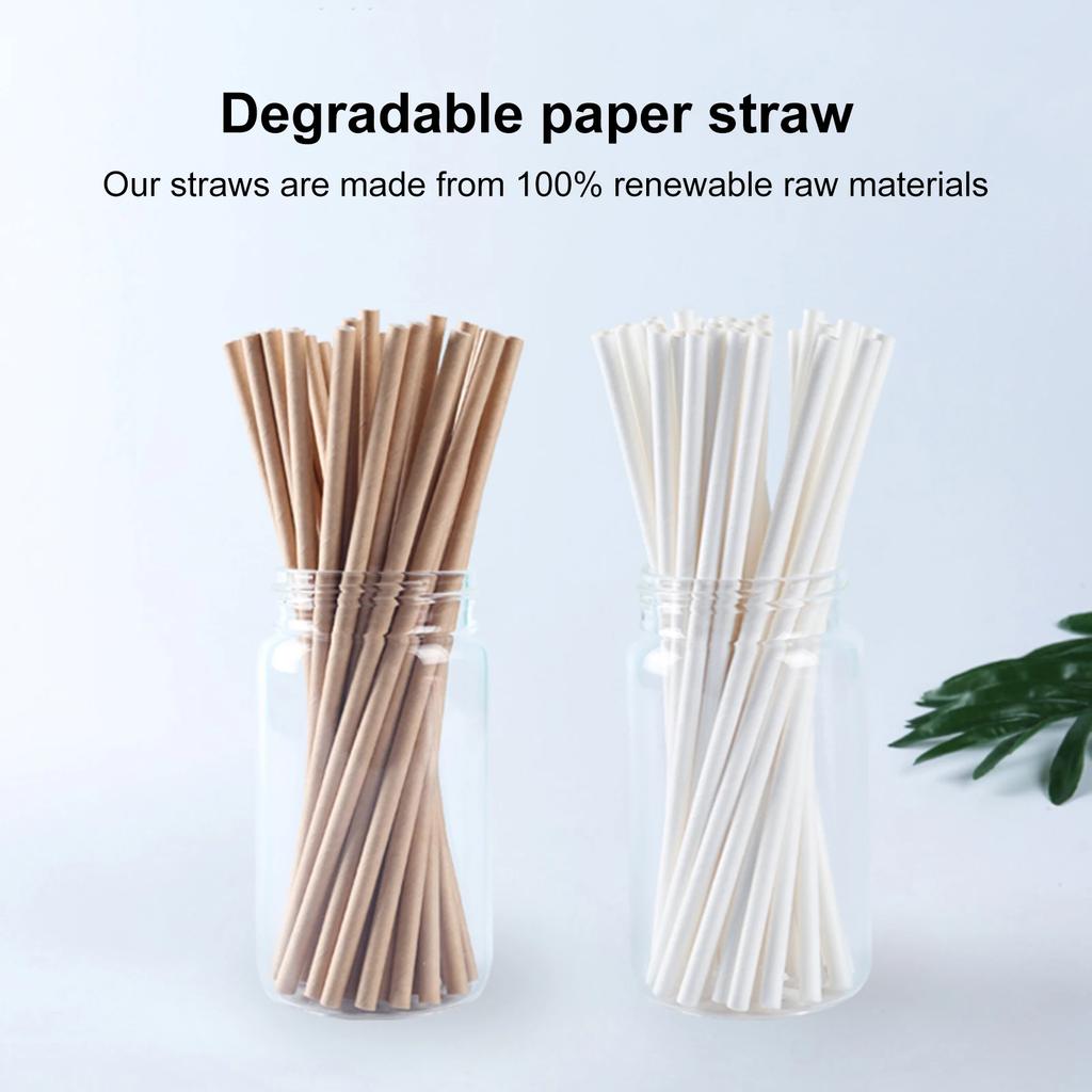 100 Pcs Drinking Straws Paper Straws 7.75 in Long Disposable Straws for Smoothies Tumblers Cocktail MilkShake for Party Travel
