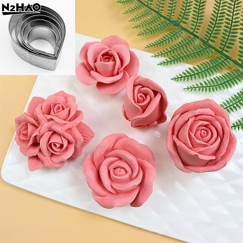 5pcs 7pcs Peony Veiner Silicone Mold Fondant Flower Cutter Set for DIY Cake Decoration Handmade Sugarcraft Molds Baking Tools
