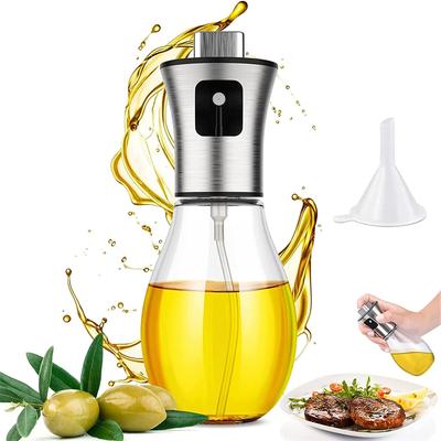 Oil Sprayer Extremely Precise Oil Spray Bottle with funnelMade of Stainless Steel and Glass 200ML Oil Sprayer for Cooking