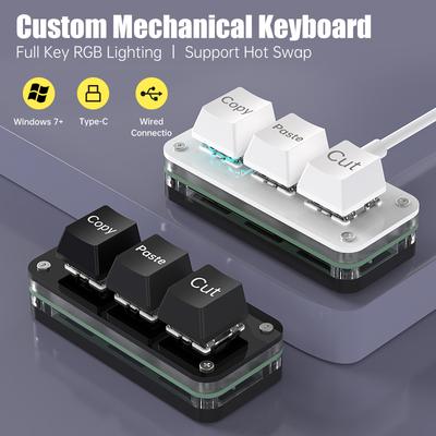 RGB 3 Tasten Makroprogrammierung Mini-Tastatur für Photoshop Gaming Hotswap Programmierbares Keypad Kopieren Einfügen Mini-Taste Macropad