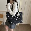 Women S Classic Polka Dot Canvas Tote Bag Large Capacity Shoulder Bag For Commute School