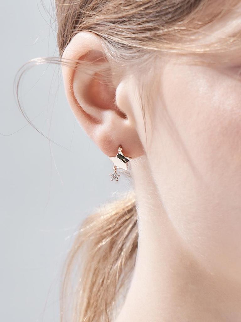 [CRANNE] 14K GF Simple Star Motif One-Touch Earrings C24EGF192