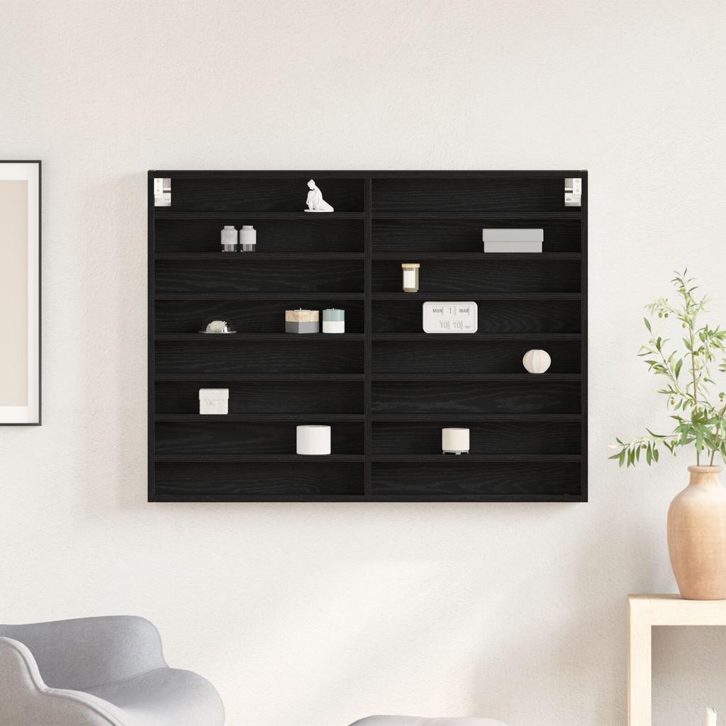 A wall-mounted storage rack display cabinet, very suitable for the living room, bedroom, and office, measuring 100x8.5x75 cm.