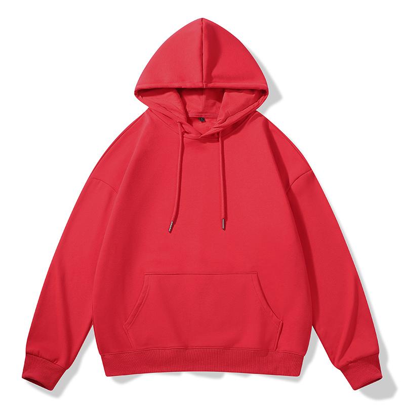 Pure Cotton Hooded Sweatshirt Men's Solid Color Loose Large Size Casual Sports Plus Velvet Thickened Sweatshirt Hooded Pullover