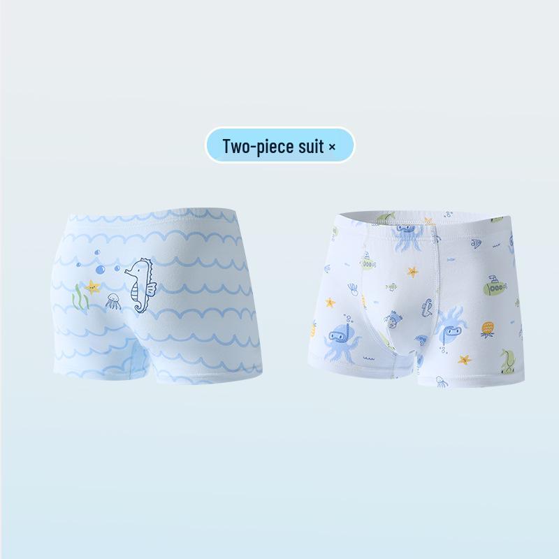 Wide Waist Non-Binding Boys' Pure Cotton Cartoon Boxer Briefs, Antibacterial Crotch, Class A, Four-Corner Design, Primary School Underwear
