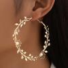 1 Pair Metal Thorn Vine Earring Openwork Stud Hoop Earring  Women's Fashion Accessory