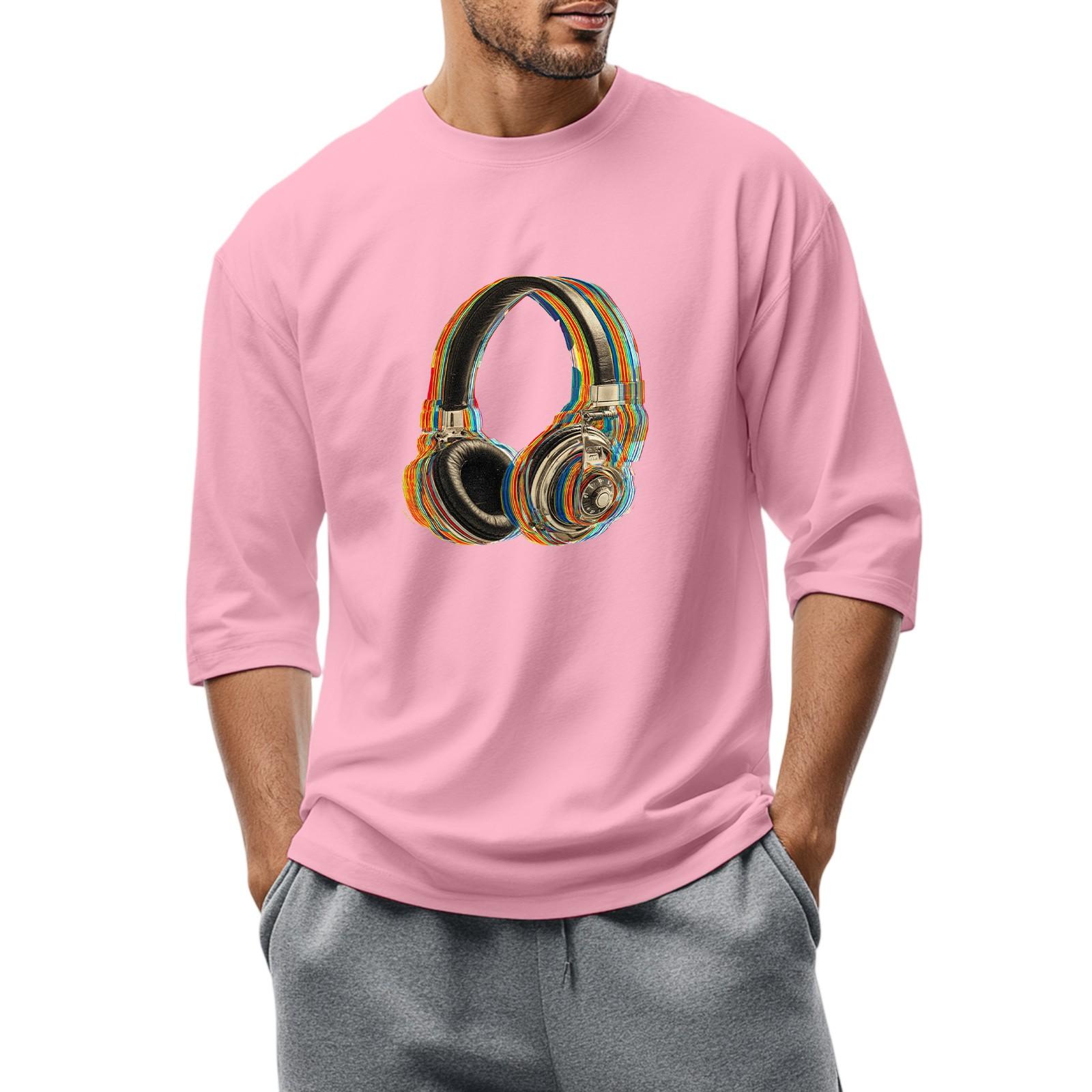 

Мужская повседневная модная футболка с круглым вырезом и рукавом три четверти XXL розовый