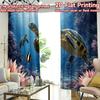2D FLAT PRINTING 2pcs Curtains (Without Rod) Turtles Swimming Underwater Popular Minimalist Curtains Versatile Polyester Fabric