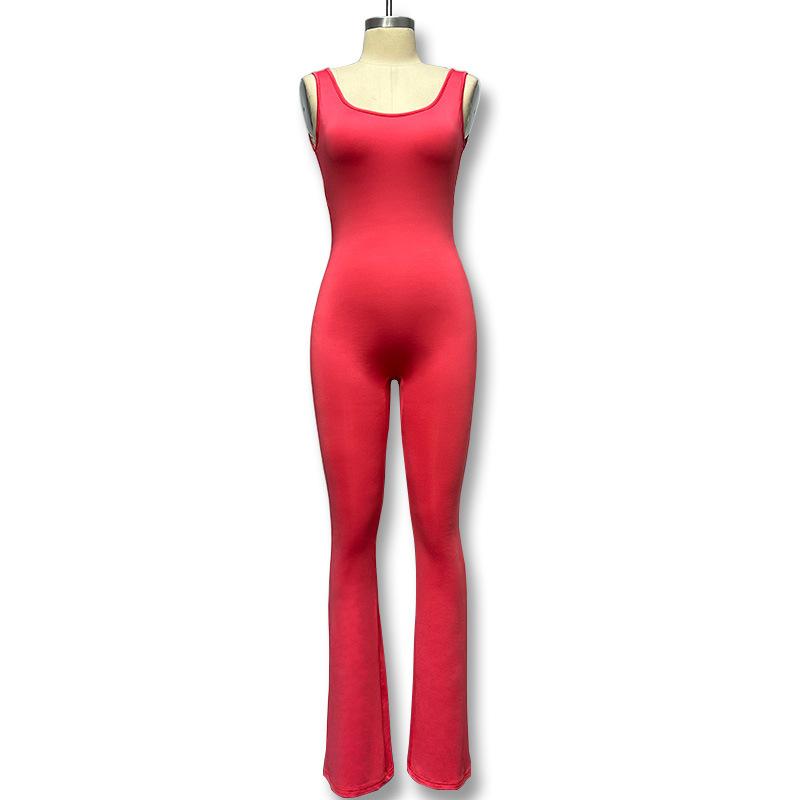 Women's Fashion Tight Yoga Jumpsuit Casual Seamless Hollow Out Sports Style Jumpsuit