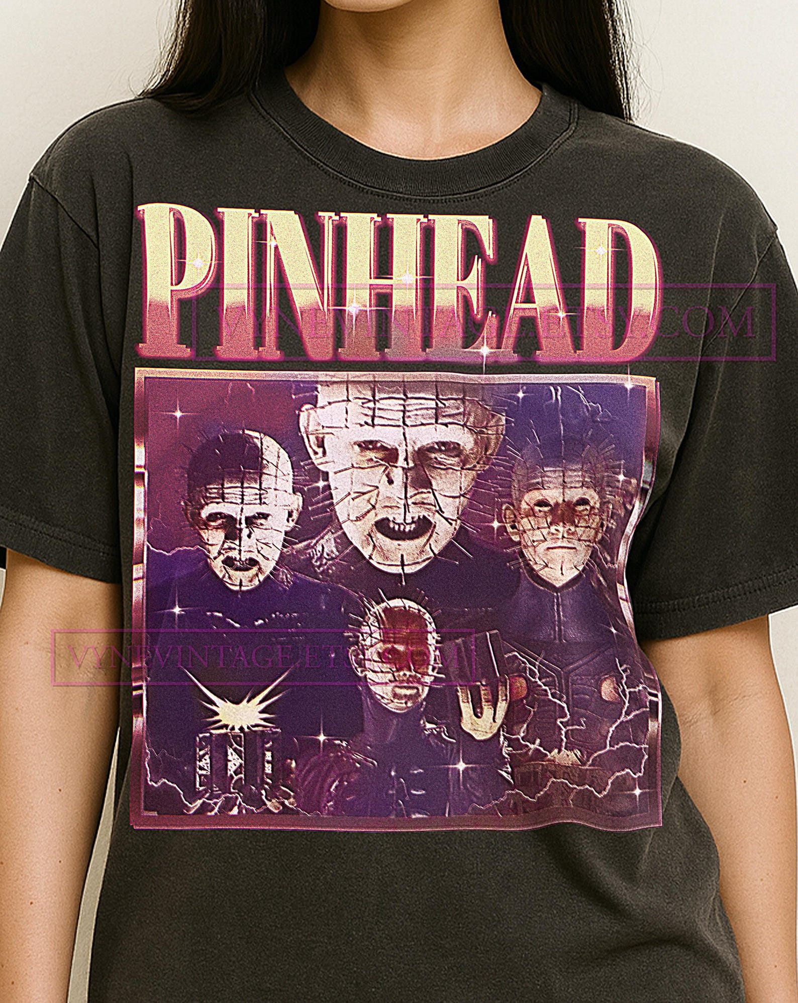 PINHEAD T-Shirt, Vintage Character Horror Villain Slasher Star Performer Tee, 90s Retro Throwback, Pinhead Sweater L
