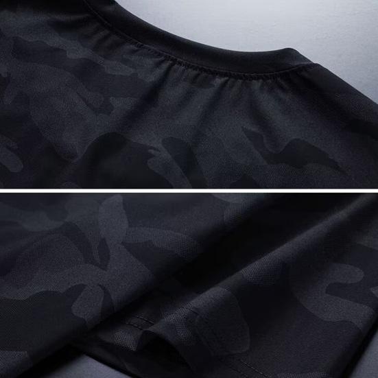 Men Summer T-shirt Ice Sik Short Sleeves Camouflage Print Loose Thin Pullover Round Neck Streetwear Daily Wear